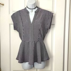 Monteau peplum striped blouse L